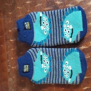Fluffy socks‎ with two multi eyed monsters